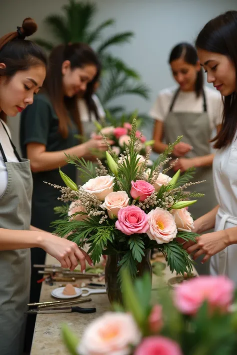 Find images of practical training in floral art