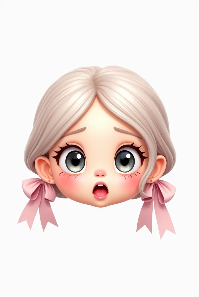 Make an iPhone emoji that is coquette with ribbons and white. It should look cute and shocked Mach es ein emoji von iPhone