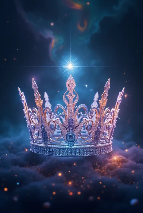 Miss Universe Crown with empower style. The style is inspired from star and universe, the shape is like the star light and river with white diamond and color
