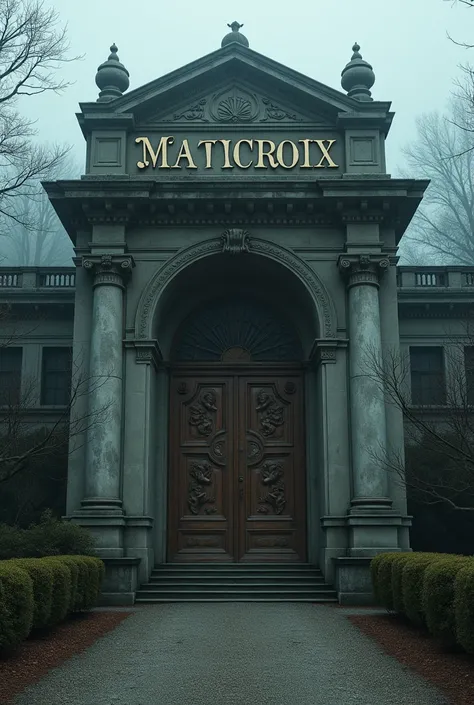 Give me the image of the entrance to a psychiatric hospital whose name is Malicroix and that the name is on the entrance