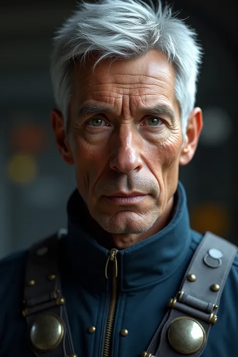 ((best quality)), ((masterpiece)), (detailed), perfect face, man with gray hair, space commander, military, expression would be 