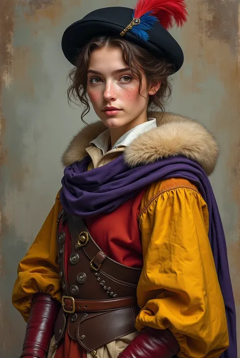 ((fool shot in full growth)) female spanish tercio muskeeter - (has height from head to boot) of the Renaissance 15-16 centuries - a noble young beauty of the Spanish soldier Captain Allatrist of the 15-16 centuries. with short, neatly styled hair.  Beauti...