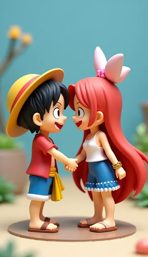 3D image of Luffy and Nami chibi from the anime OnePiece, with the name JEAM is a 3D character in the Onepiece universe.
Chibi, blind box, popmart, cute