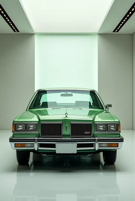 A front view of  1978 model 81A in green colour in show room 