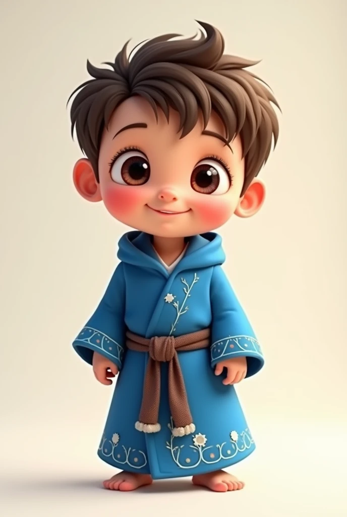 Cute animated  boy in royal blue robe with good resolution 