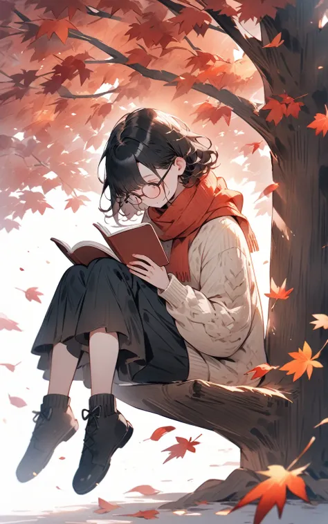 Reading Momiji
"Cute boy, ((: 1.5)), (masterpiece: 1.2), (best quality: 1.2), (high definition: 1.1), dramatic lighting, vibrant autumn color palette, anime style, full body shot, sitting under a maple tree, reading a book, wearing stylish glasses, cozy sw...