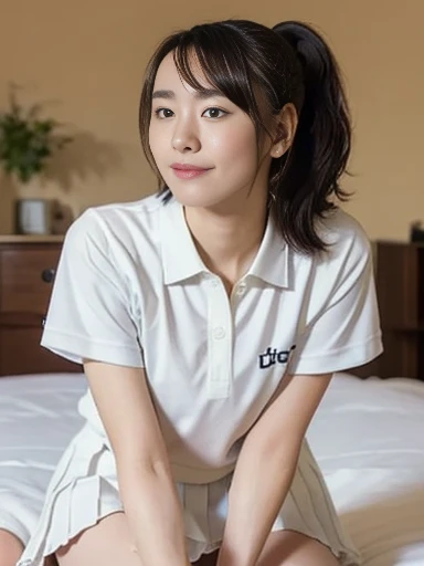 (masterpiece, Best Quality:1.3), (  surrenders , Photographically:1.2), the above, slender,  Seductive Poses,  Bedroom Eyes,   beautiful thighs in books,  natural light, 28 year old actress, Japanese 2 Women ,  Dark navy line on the collar of a beautiful  ...