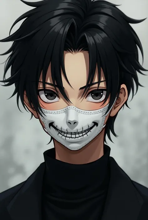 Smile mask, black haired anime guy 