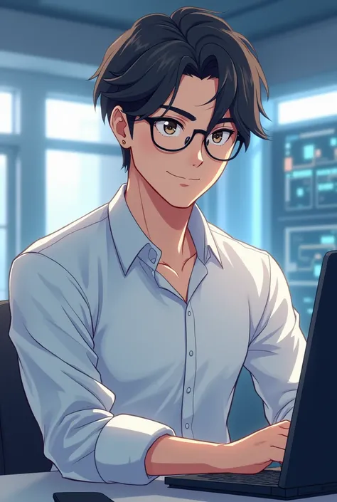  Systems Engineer 　male　young　anime　Without glasses　shirt　 handsome