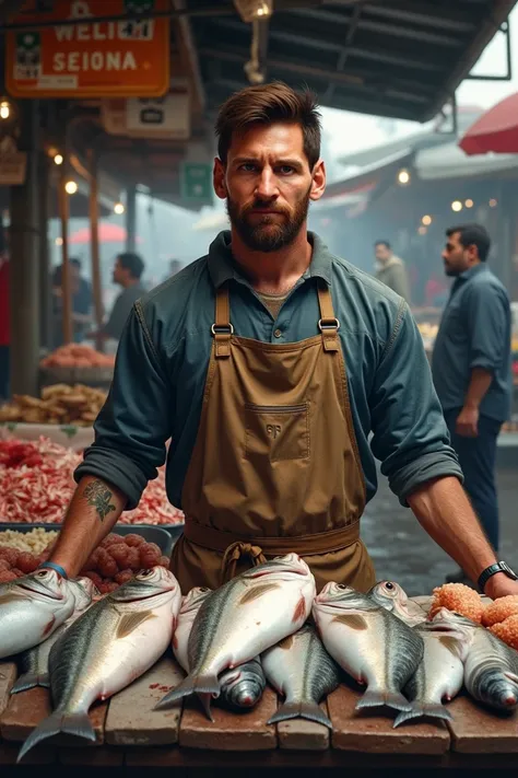 Messi is selling fish