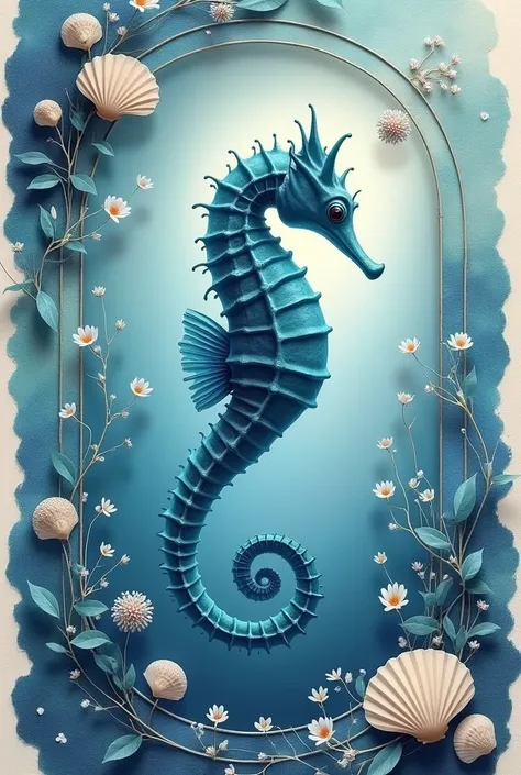 
Create me an image of Moodboar about the seahorse for an interior design colors