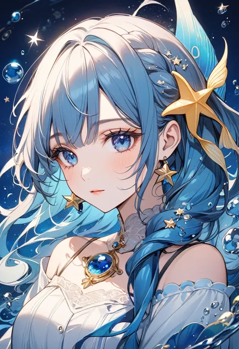 beautiful, girl,Mysterious,star座,Pisces,Pisces , marine blue,star,