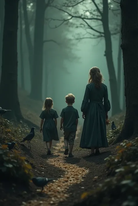  The stepmother takes the ren back to the forest , But this time Hansel only has bread crumbs .  The crumbs are eaten by birds and the ren are lost.
