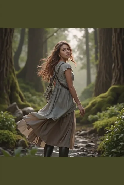 A young woman in the forest