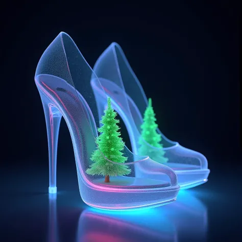  high-heeled shoes , made of light , светящиеся  high-heeled shoes , футуристические  high-heeled shoes , неоновые  high-heeled shoes , голографические  high-heeled shoes ,  high-heeled shoes  с неземным светом ( best quality , 4K, 8k,  High resolution, ma...