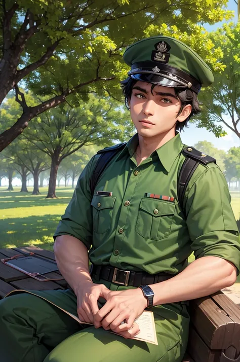 A wonderful life army man is proud of help the country. He is a bangladash army. Background  
Is a beauty and a big tree amd un limetade small tree