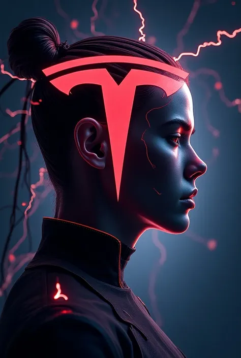 profile picture that includes tesla logo with electrical shock sign