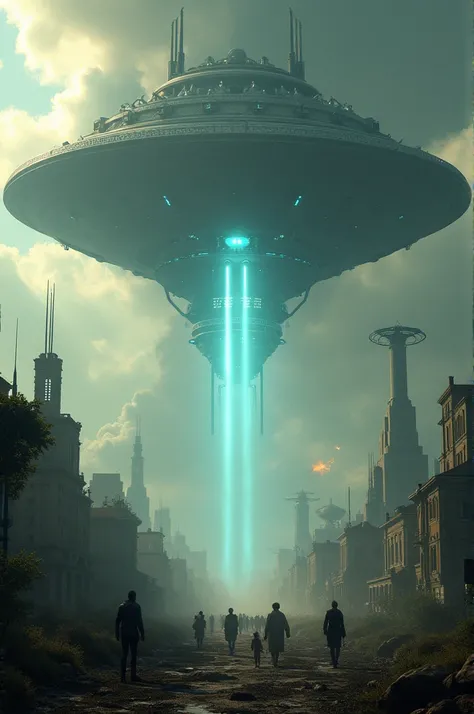 A world that is being invaded by big alien spaceships