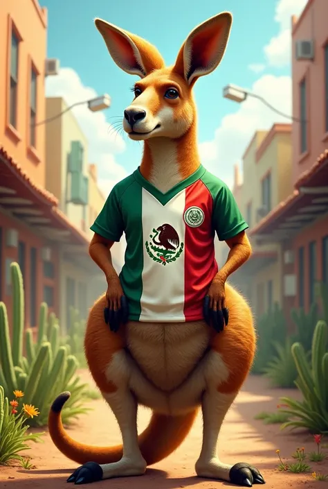 Kangaroo with Mexican national team shirt 