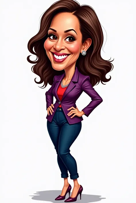 caricature kamala harris de la tête aux pied fond transparent