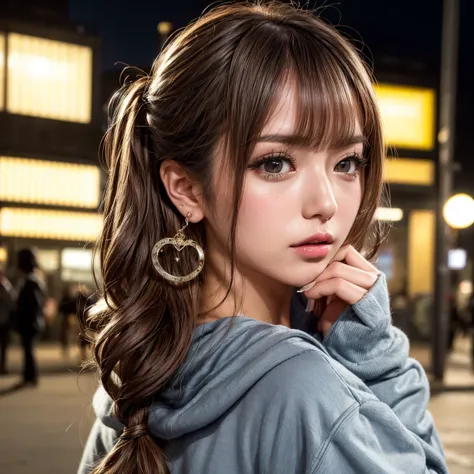 (nsfw:1.3), masterpiece, 8K, Award-winning photo, photoRealistic, Realistic, Very detailed, Ultra-high resolution, Ray Trakun, ///one person, night, Blurred streetscape of Korea, The most beautiful, 20-year-old, (sexy, Japanese idols), (blown hair:1.2, Hal...