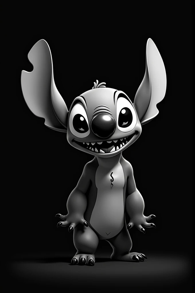 Stitch en noir et blanc 