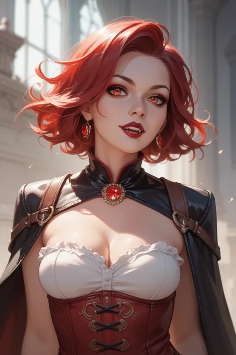 red hair red eyes vampire cowboy sheriff girl.