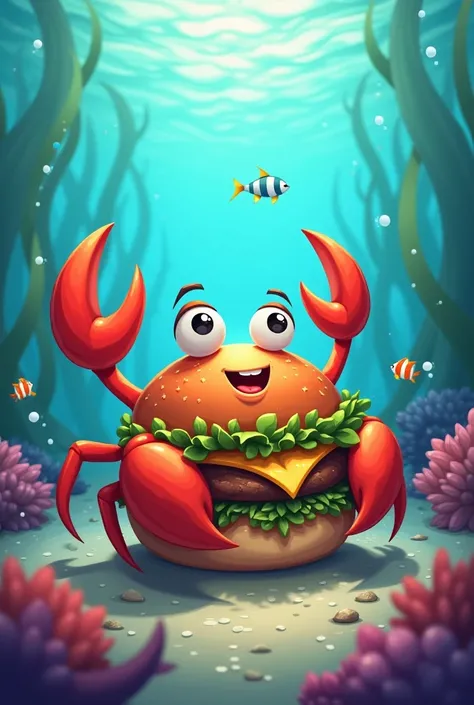 Hamburger logo in the shape of a crab and sea