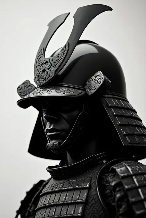 Black and white samurai helmet 