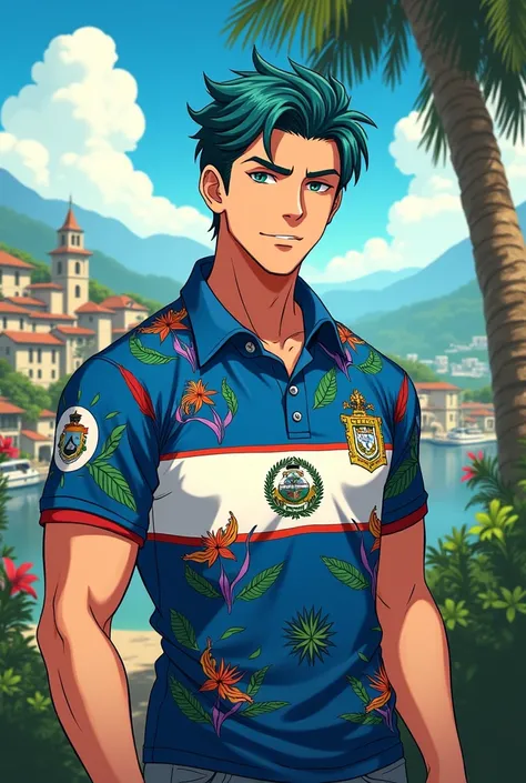 Male anime character , With a shirt from the country Honduras 