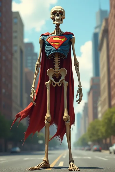 A very funny slim superman named eddy and his bones are clearly visible from his clothes like a polio slim men