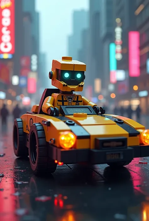 lego robot taxi driver with big car