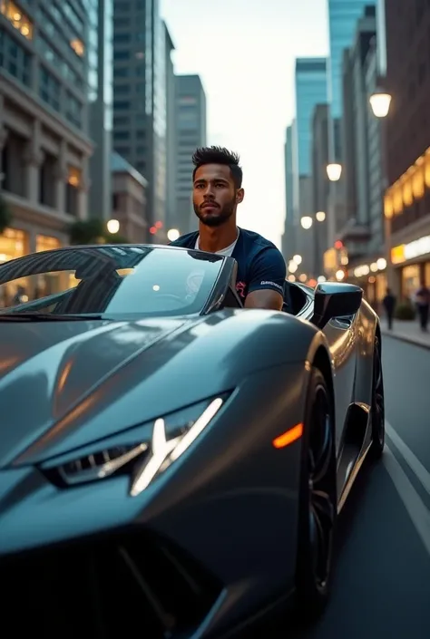 Neymar riding in a car