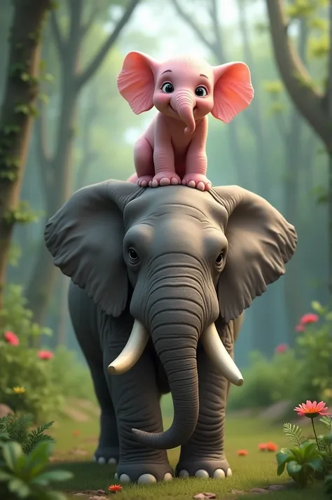 Baby Pink elephant on Mather elephant 