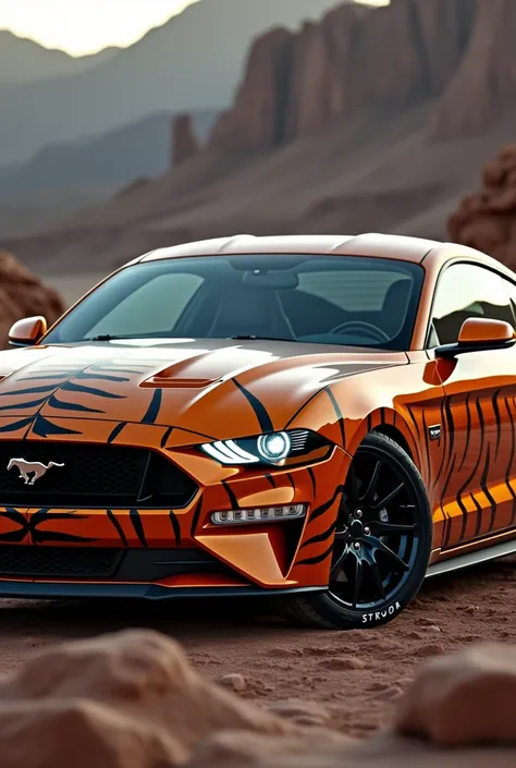 draw the new ford mustang car, which is derived from tiger and ford mustang