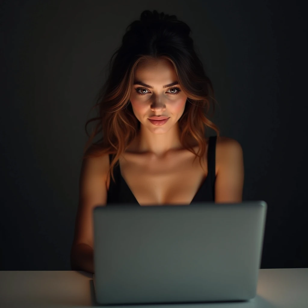 sexy smile girl with laptop