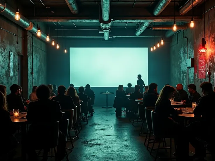 a bar with a sadistic audience as its target,  with a more artistic industrial decoration ,  with a big screen to be able to screen movies and series , and an environment for reading 