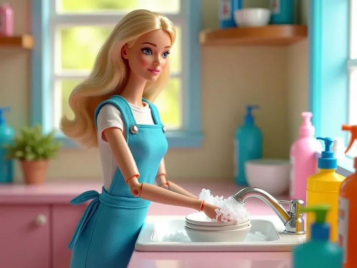  you can generate a Barbie washing dishes,  soap bottles, Blue apron  