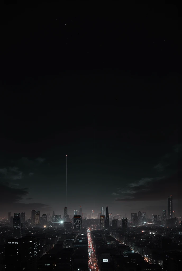 a minimalist and dreamlike urban poster of a black sky over a slum city