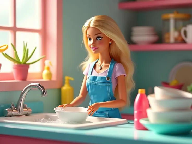  you can generate a Barbie washing dishes,  soap bottles, Blue apron  