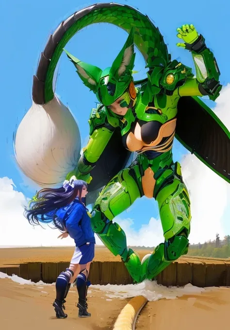 1 girl, natural lighting, masterpiece, highly detailed, realistic, 8k resolution, high quality, ai chan, city, body, narrow waist, (cell vore), (tail vore:1.3), fighting