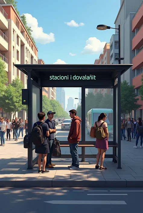  Create a bus stop with the inscription On the station "Stacioni i dovalanit "