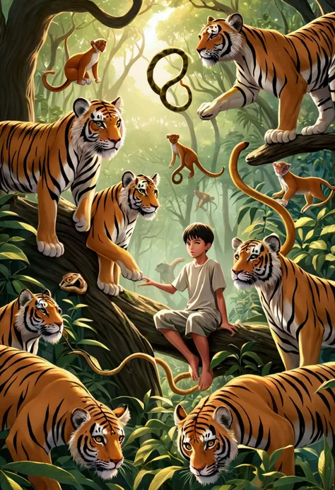  An adolescent boy who lived all his life in the woods surrounded by animals such as monkeys,tigers,snakes,lions ect 