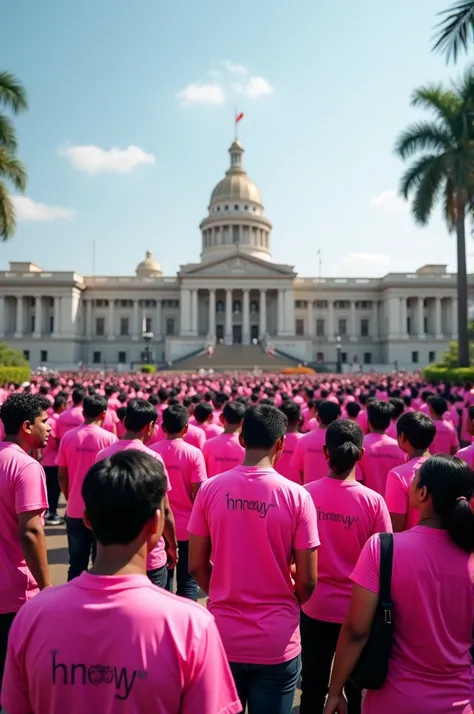 The parliament of sri lanka has cleaning by pink colour NPP t shirt men & women.