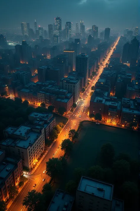  The city seen from above , with its lights on . However,  some places are darker than before due to restrictions on the use of water and energy.  As the lower house ,  we see dry gardens and fountains turned off .