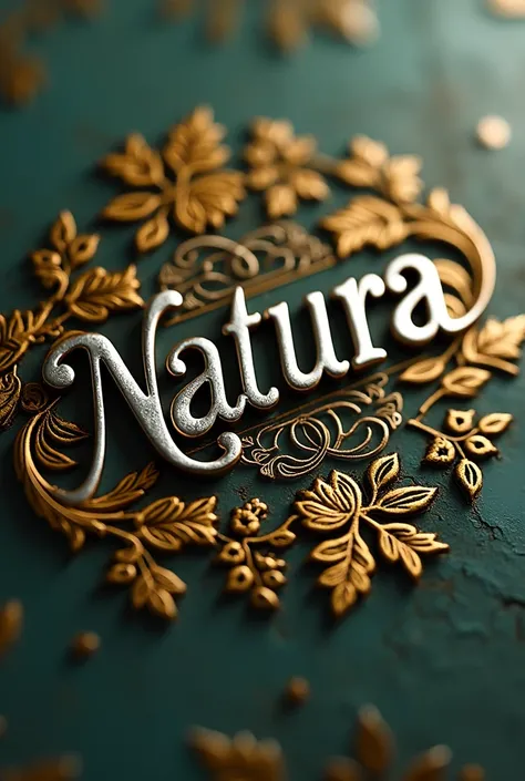 Create logo with gold and chrome letters.   Consultant RAIMUNDO ROCHA NATURA products 