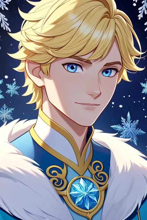 elsas older brother, short yellow hair, blue eyes, white color scheme, disney character from frozen