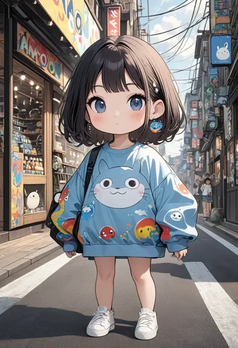 Ultra-realistic Hayao Miyazaki style, Simple line acronym abstract art, Cute design, Street fashion, Cute Amoeba , Totoro, (((Chibi))), 