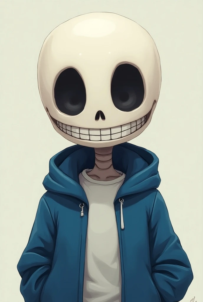 Toby Fox Undertale Sans blue jacket white shirt, Shiny white eyes , skull, smile, 
