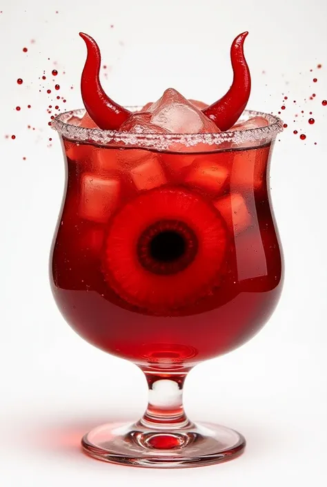  Logo idea showing a slush mark, Its name is the devils eye and it tastes like grenadine and the liqueurs are vodka and tequila , horizontal, In Spanish and that it is not very oversaturated it must have written the specifications of the liquor and the fla...